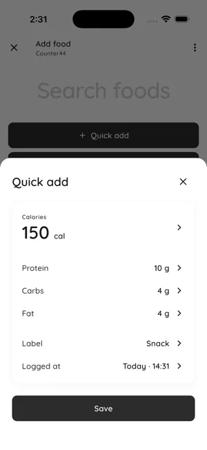 Counter44 — Quick Add